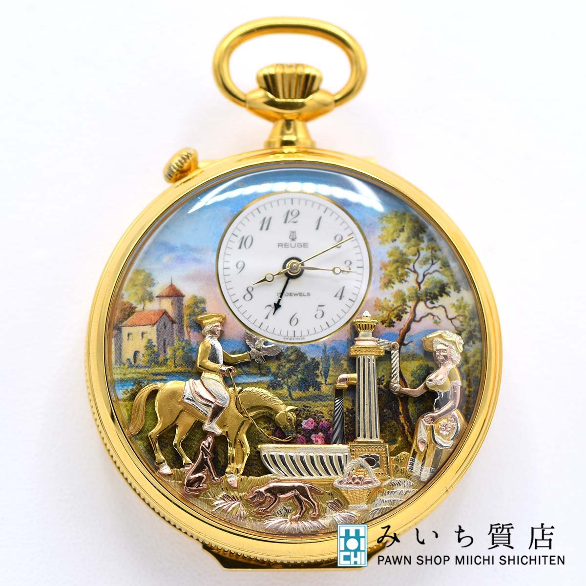 懐中時計 稼働 リュージュ オルゴール 手巻き からくり アンティーク