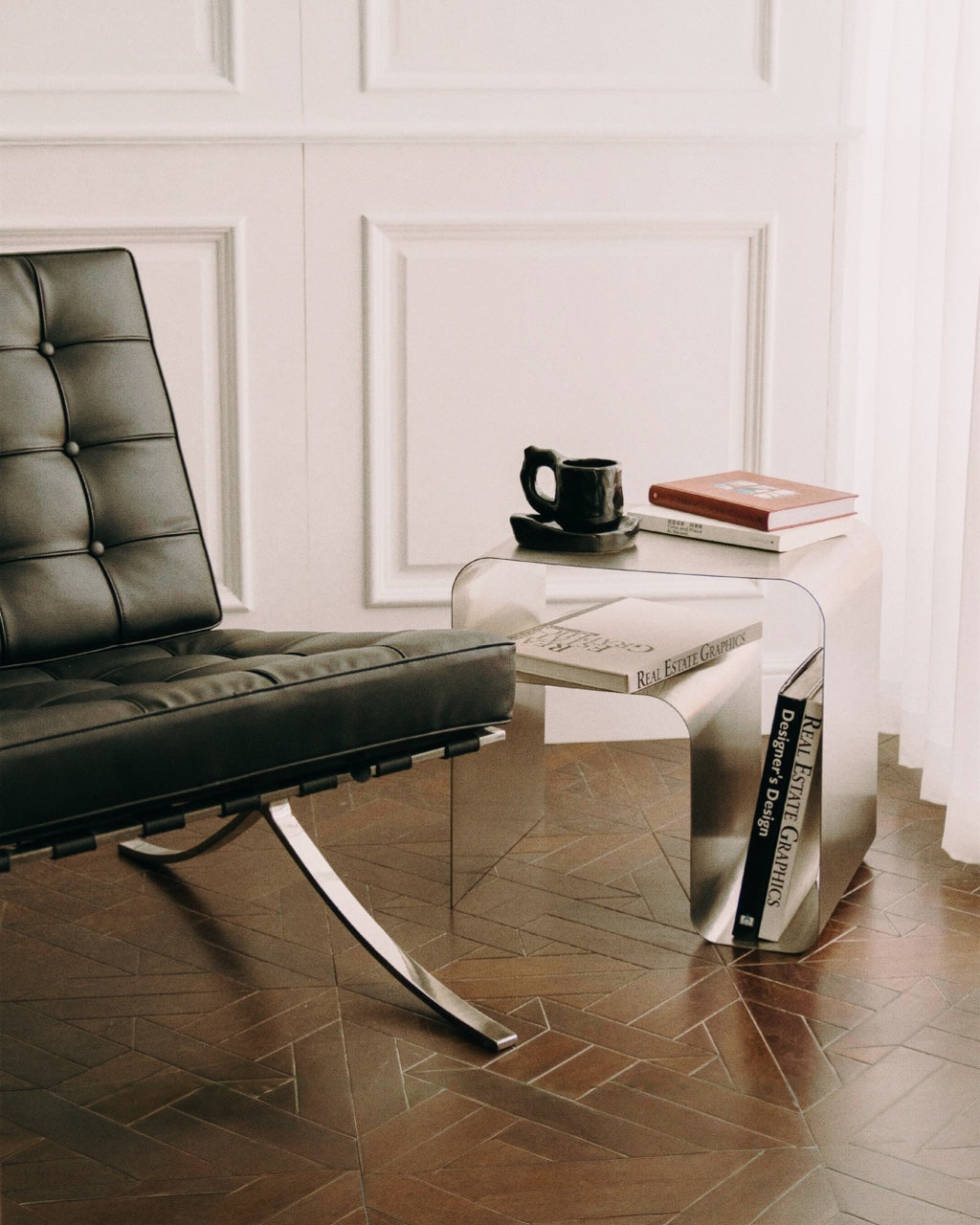 最短翌日配送】Stainless Curved Side Table サイドテーブル