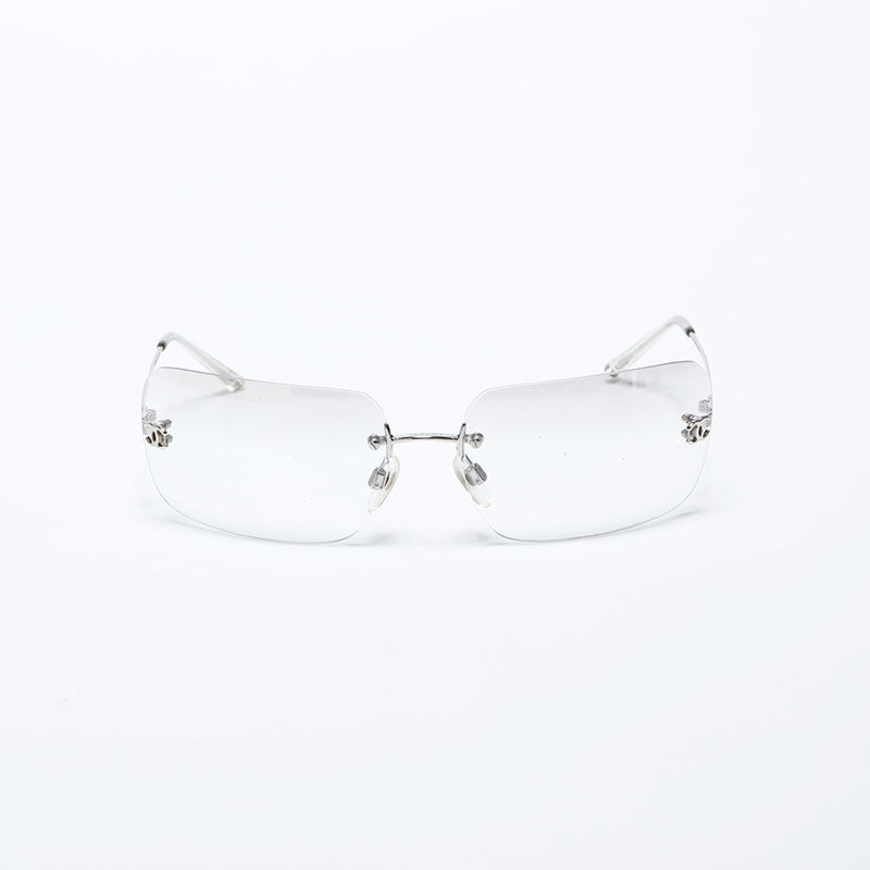 シャネル CHANEL ココマーク フレームレス リムレス クリア メガネ