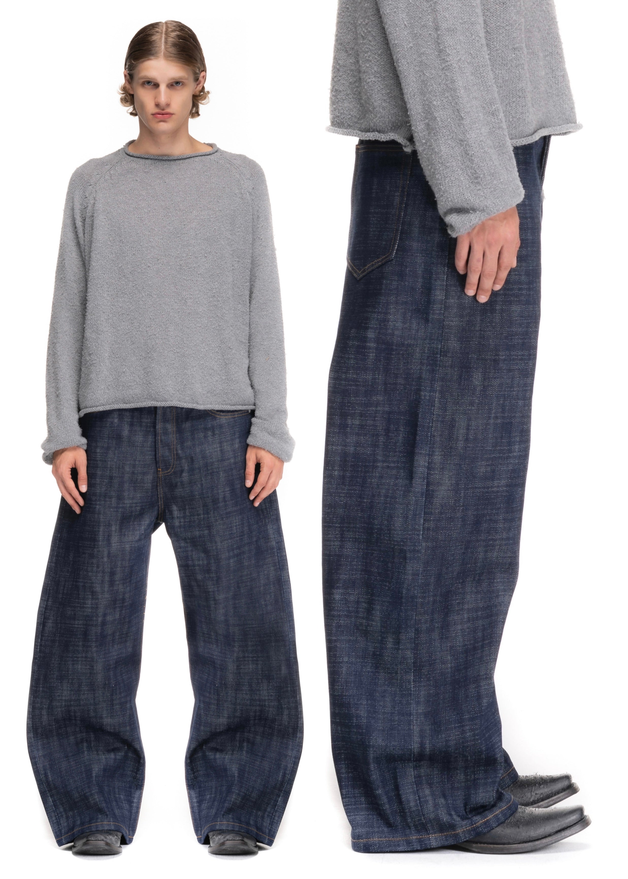 RAW DENIM JAPANESE LOOSE FIT HEAVY STRUCTURED BLUE – NO/FAITH STUDIOS