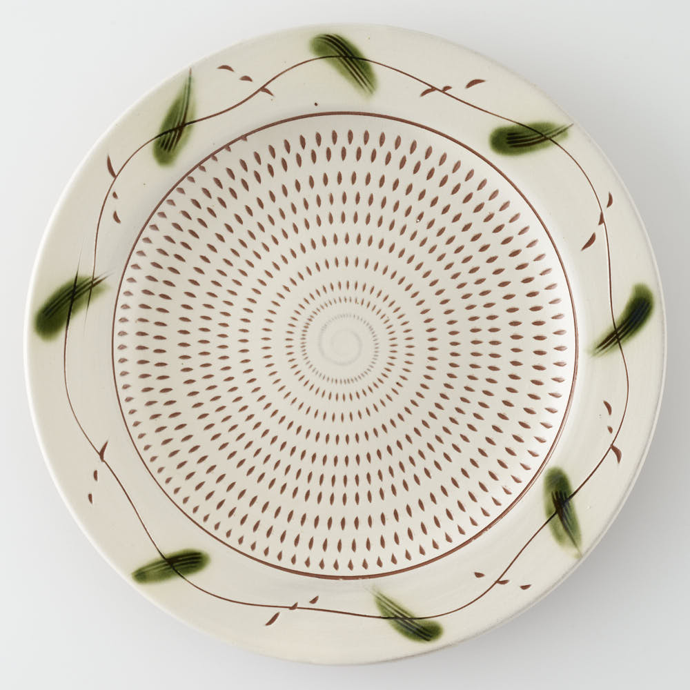 小石原焼 柳瀬窯元 リム付平皿 大 (草紋) ¥3,300 大人の焼き物