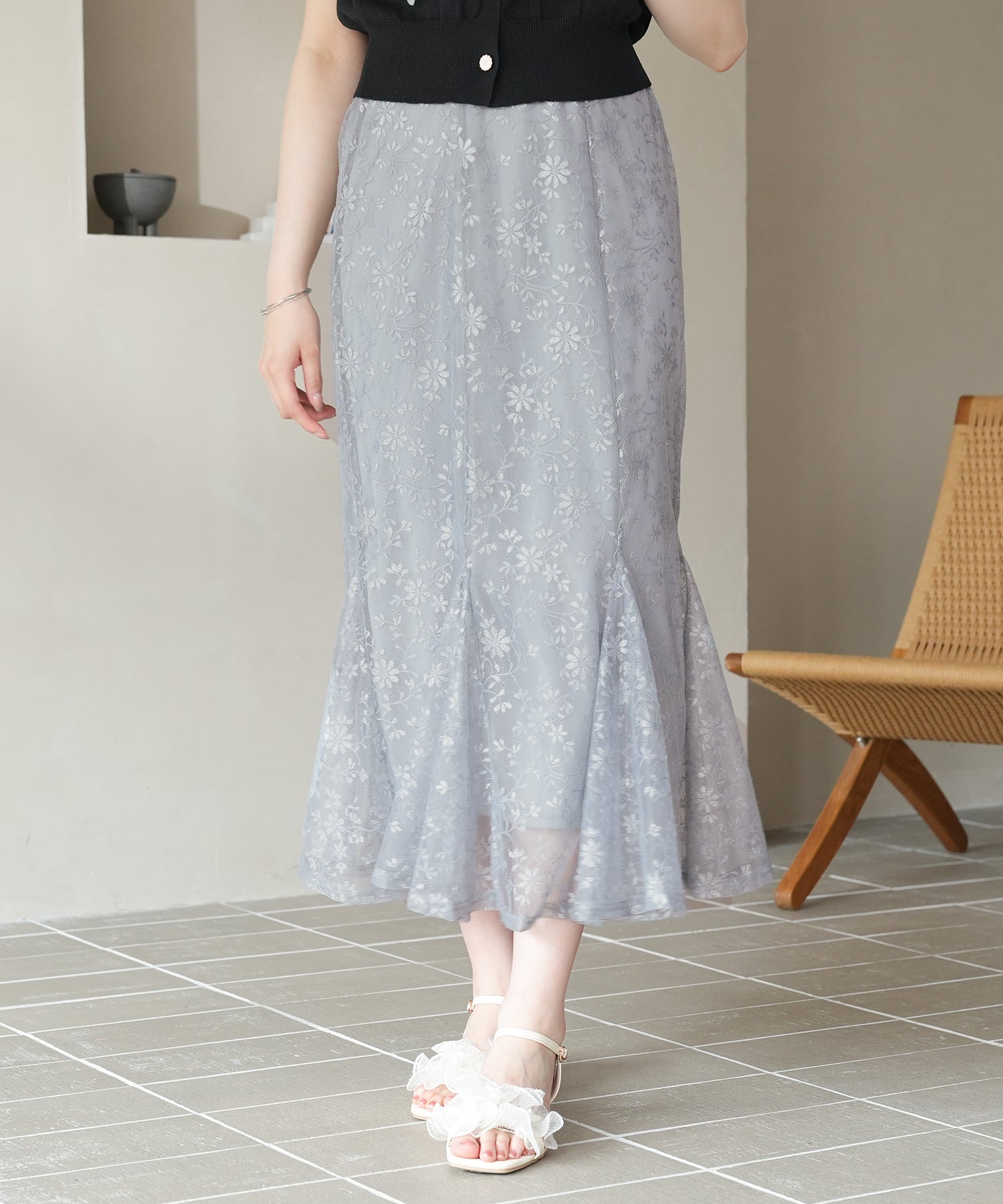 シャイニーレースマーメイドスカート