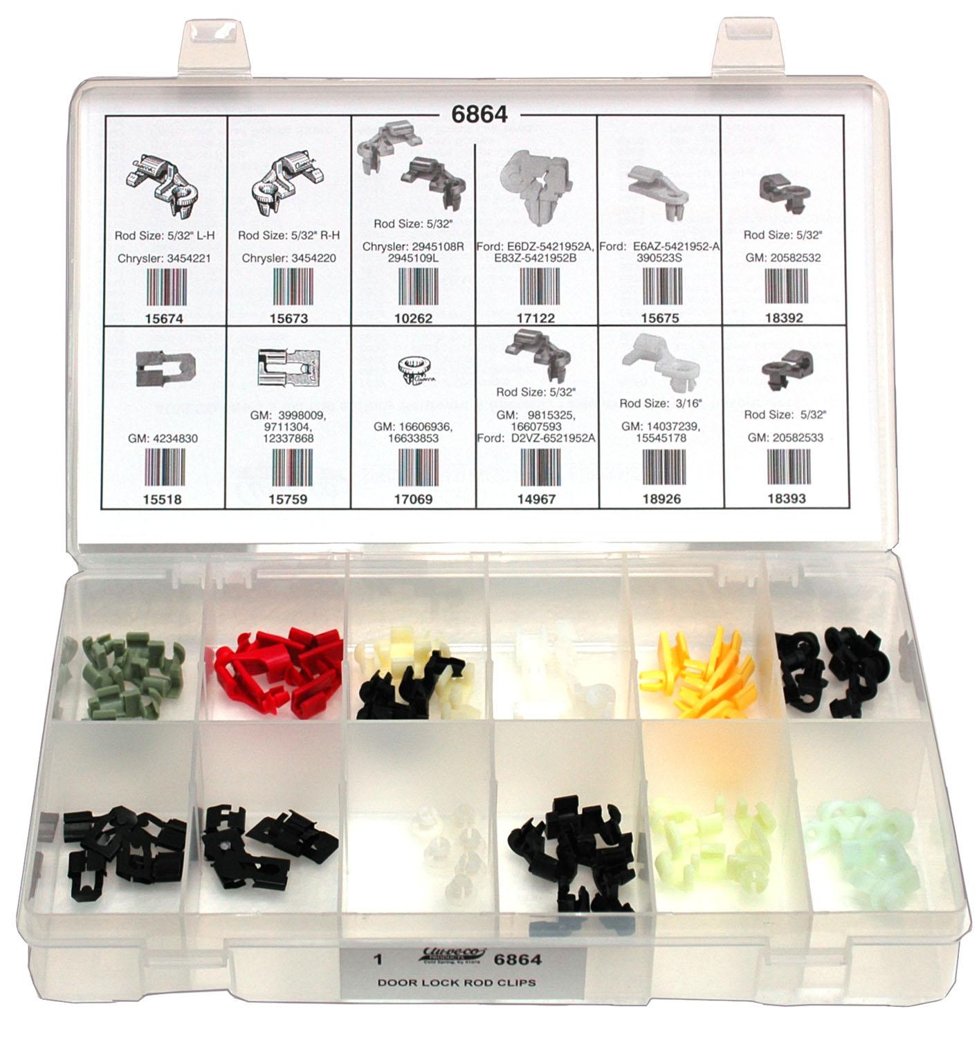 Auveco 6864 Door Lock Rod Clips Quik-Select Kit Qty 1