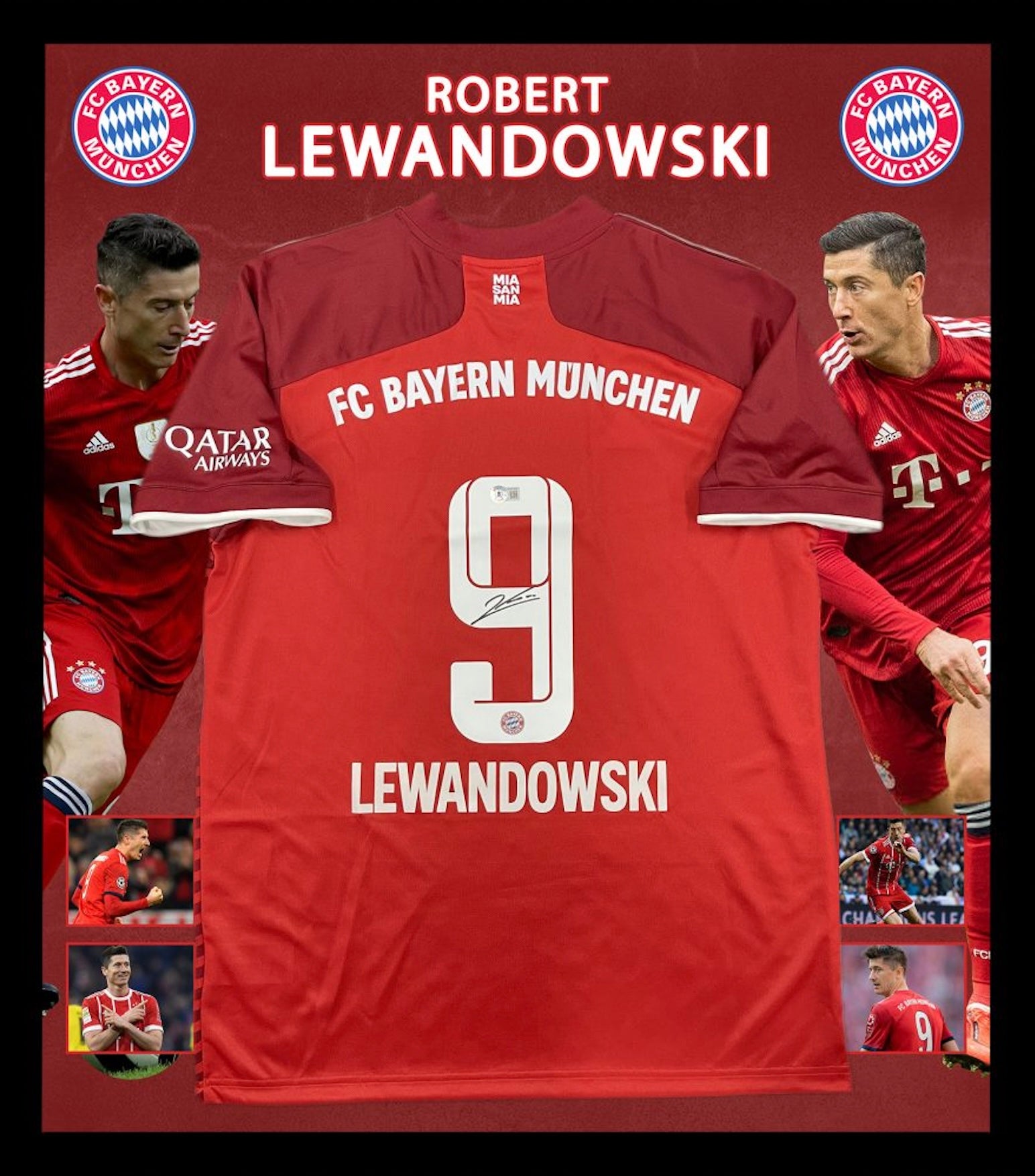 額入り】ロベルト・レヴァンドフスキ 直筆サイン入りバイエルン