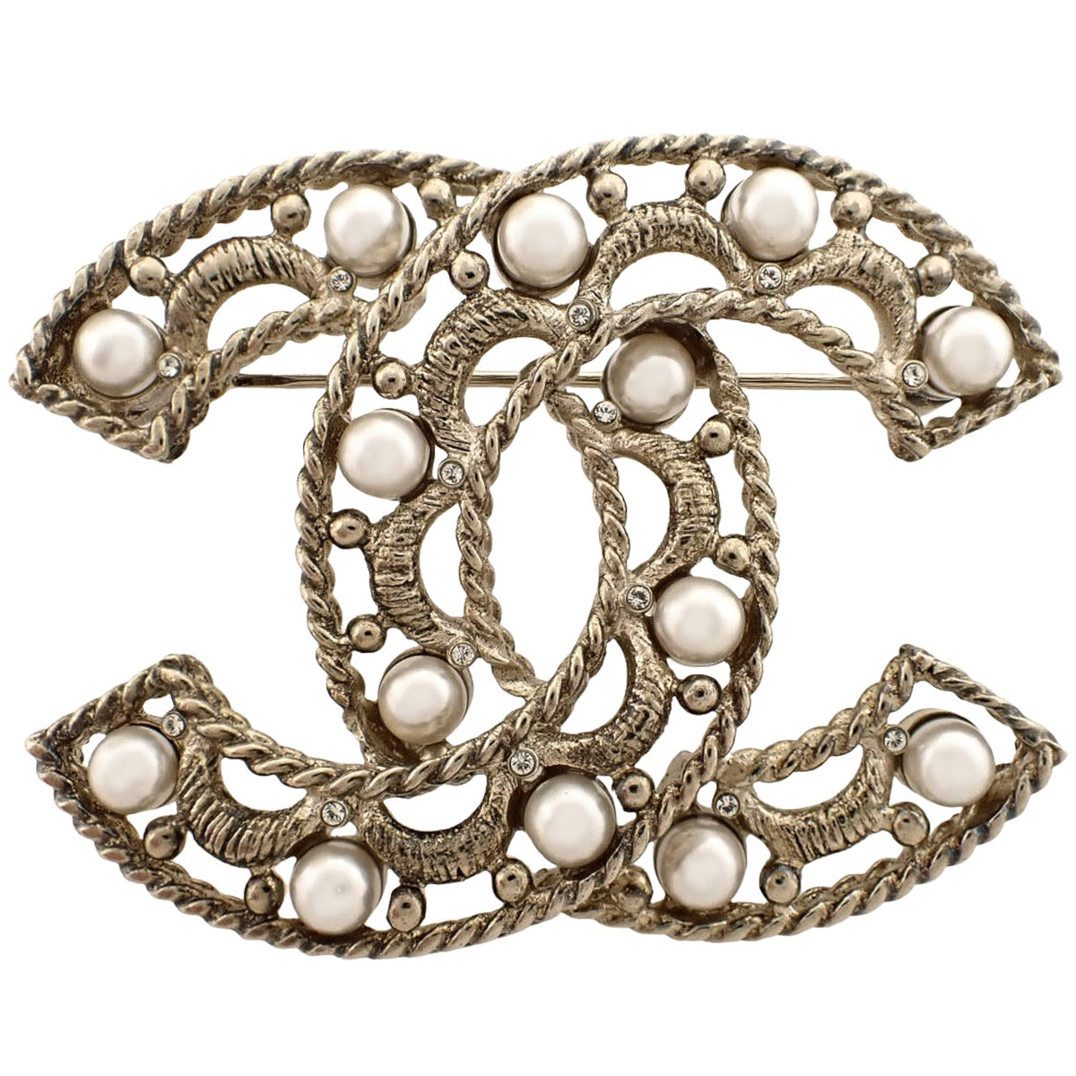 ココマーク パール ブローチ メタル(GP) フェイクパール ラインストーン