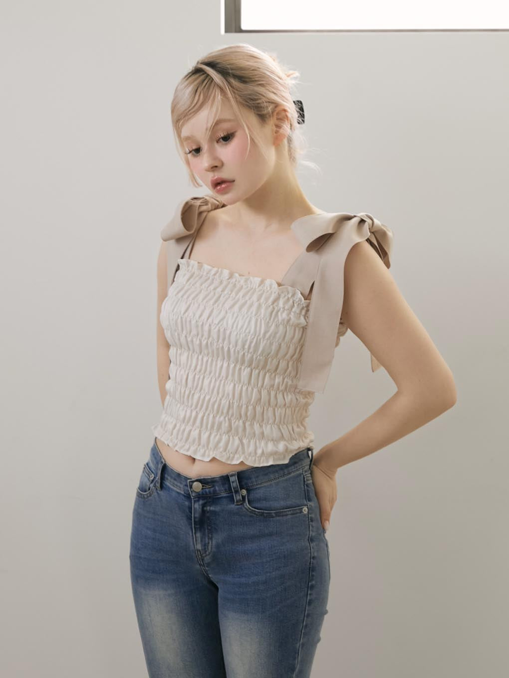 トップス andmary Mei shirring tops ANDMARY】May shirring tops