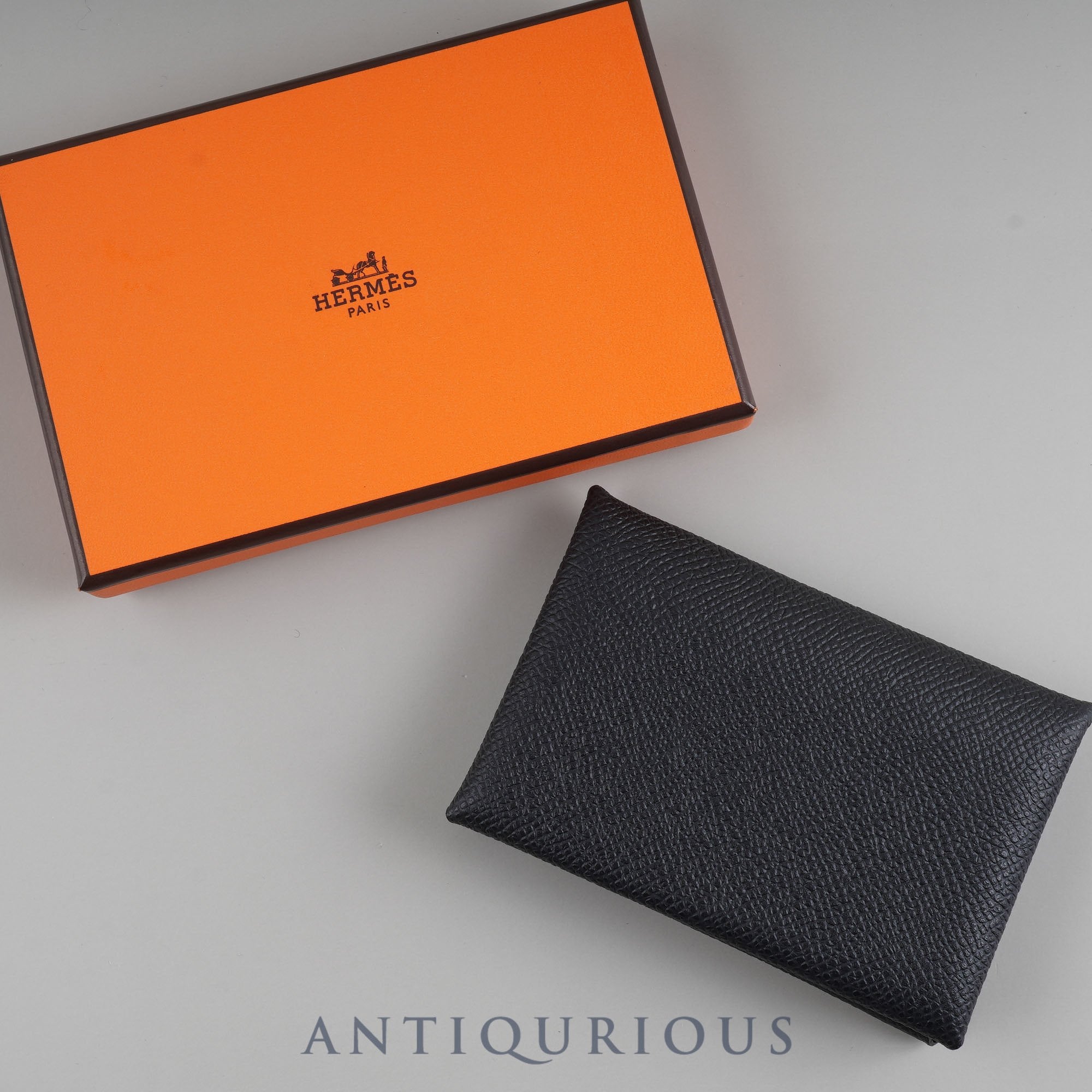 エルメス カルヴィ ヴォーエプソン ブラック カードケース 箱 W刻印