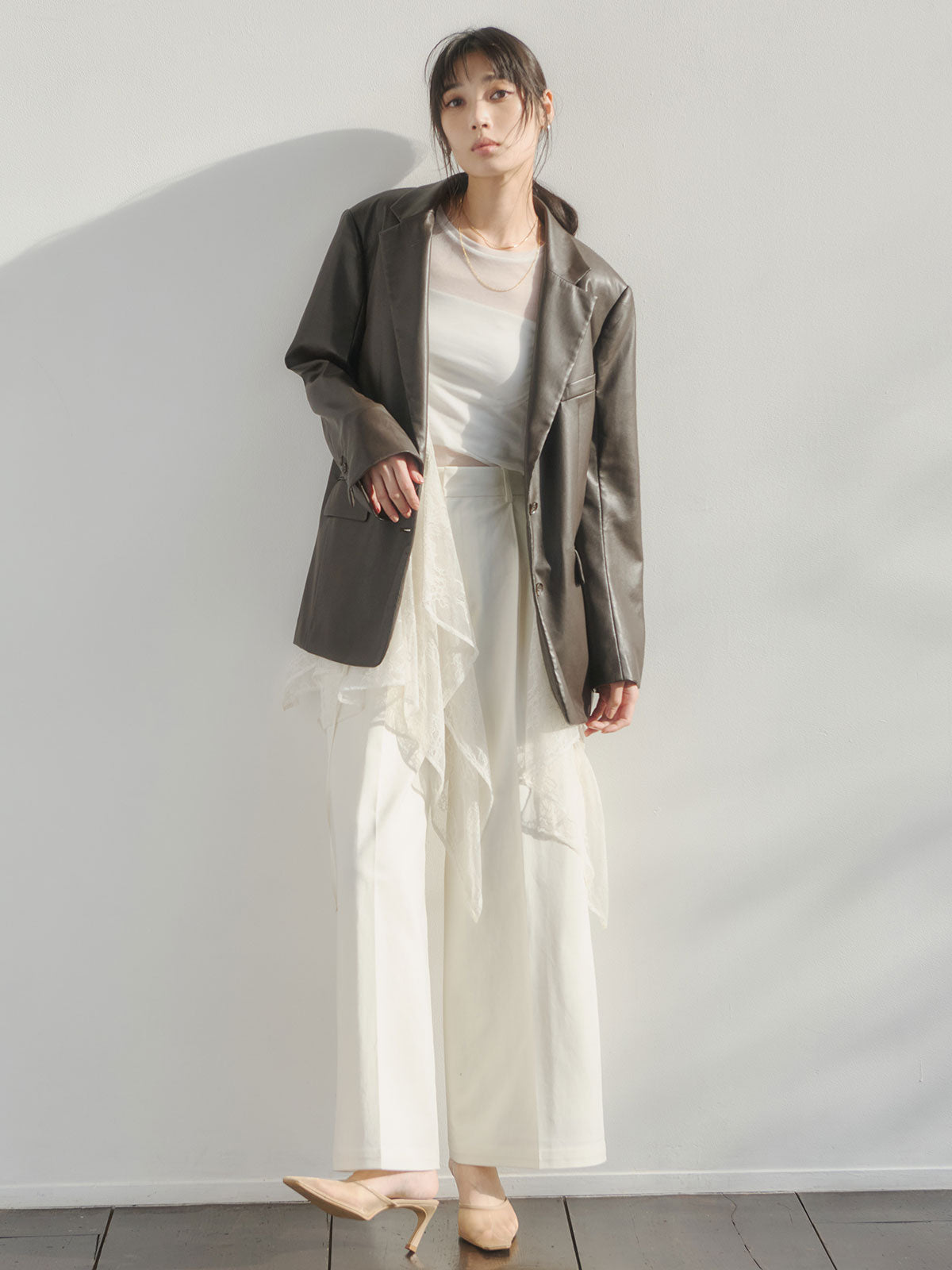 コットンクロスワイドパンツ