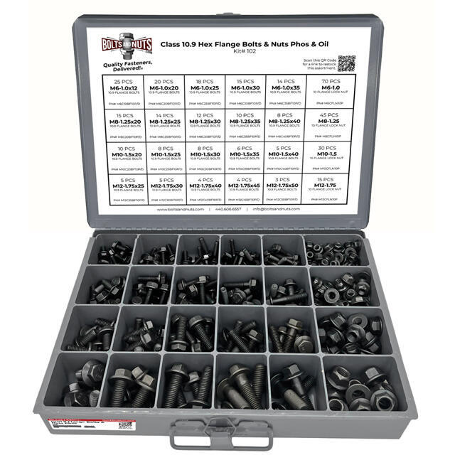 Metric Class 10.9 Hex Flange Frame Bolts & Nuts Assortment Phos