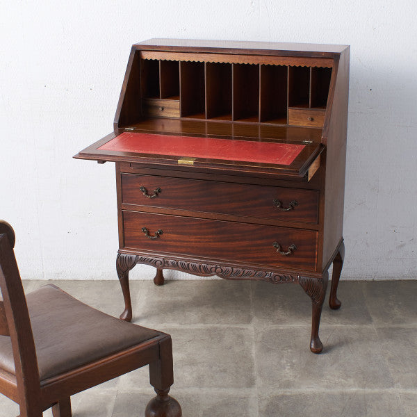 65007]英国 アンティーク ライティング ビューロー 猫脚