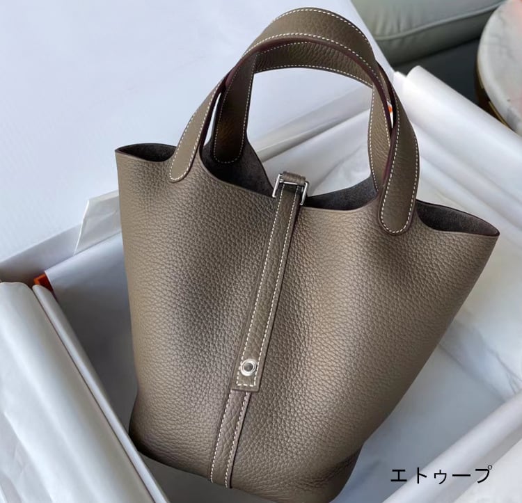 ピコタン風バッグ プレミア本革 キューブバッグ 22cm ハンドバッグ