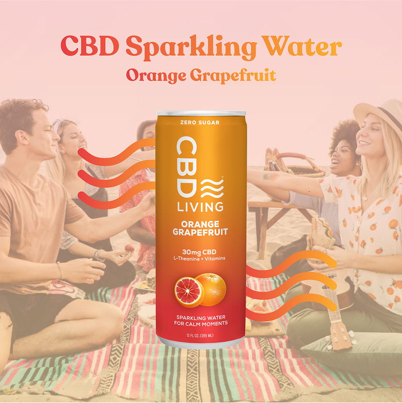 Orange Grapefruit Flavor CBD Sparkling Water 12-Pack Refreshment