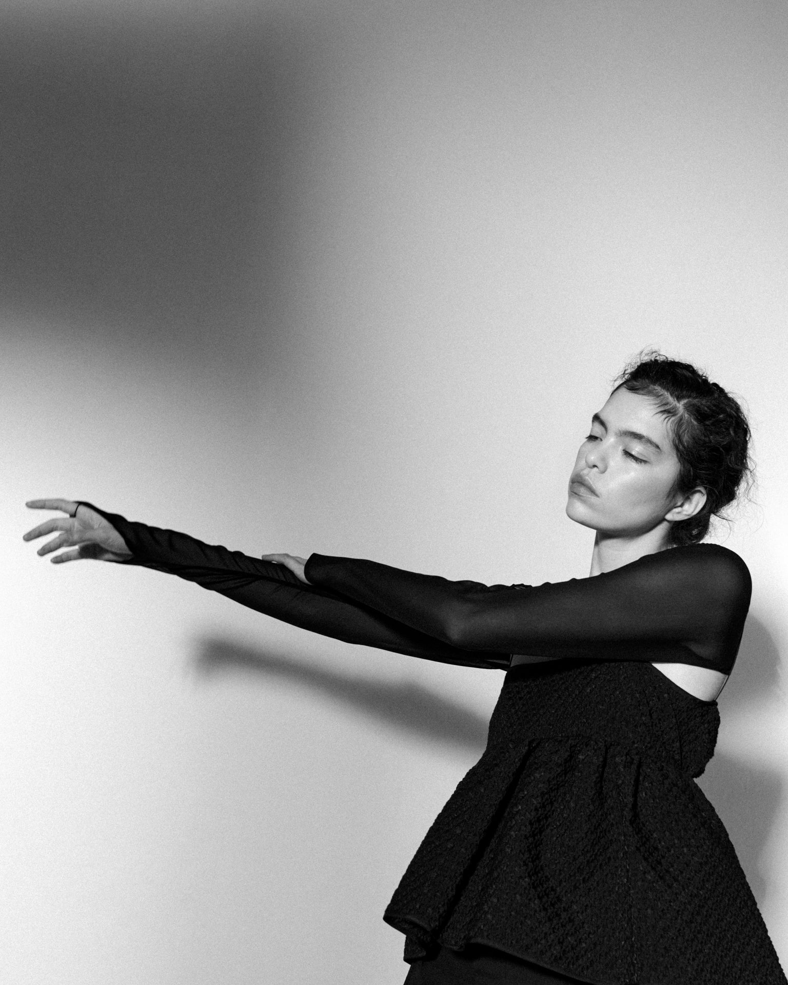 SELENA | TOP BLOSSOM MATELASSÉ BLACK