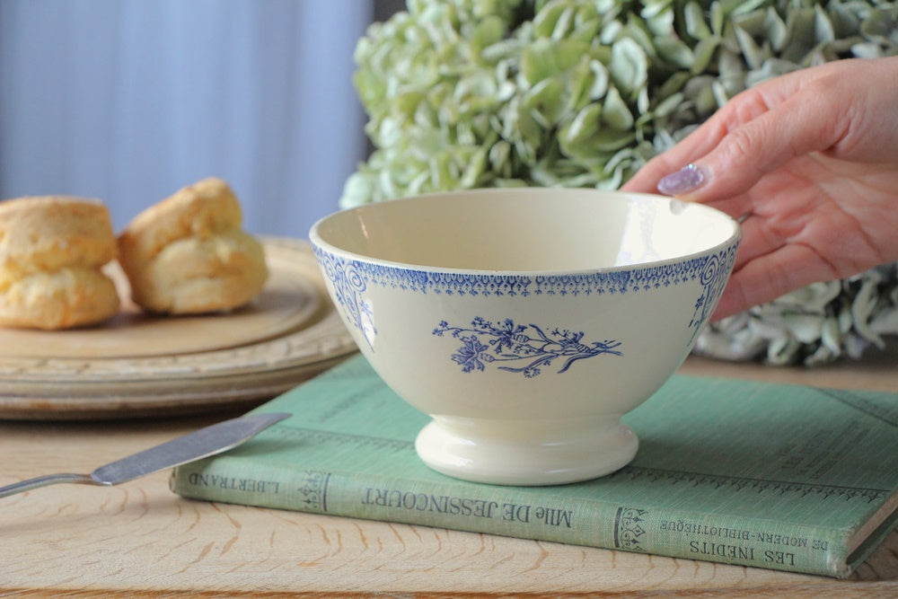 サンタマンの青が素敵な花模様カフェオレボウル（直径15cm） フランス