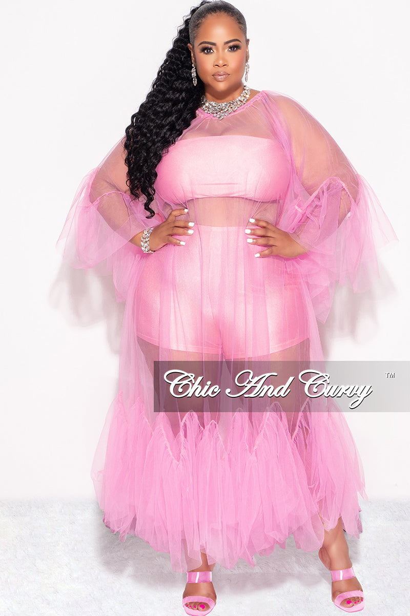 Final Sale Plus Size 3pc Tube Top, Shorts and Sheer Tulle Dress in