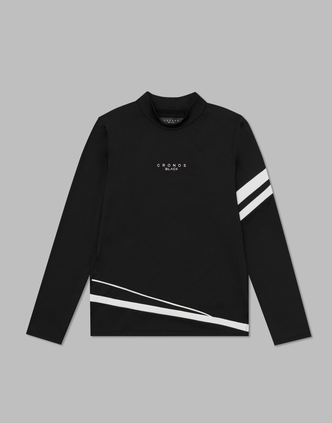CRONOS BLACK MOCK NECK LINE LONG SLEEVE SHIRT【BLACK×WHITE】