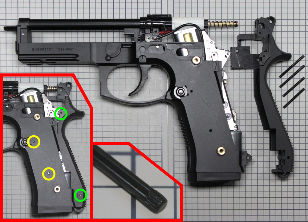 電拳 電動ハンドガン・M9A1(電ハン M9)の分解・組み立て4