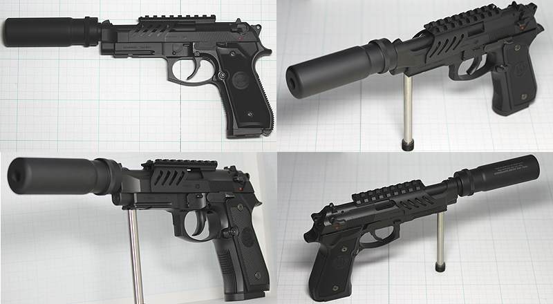 電拳 サイレンサー装着写真の紹介 電動ハンドガン M9A1編