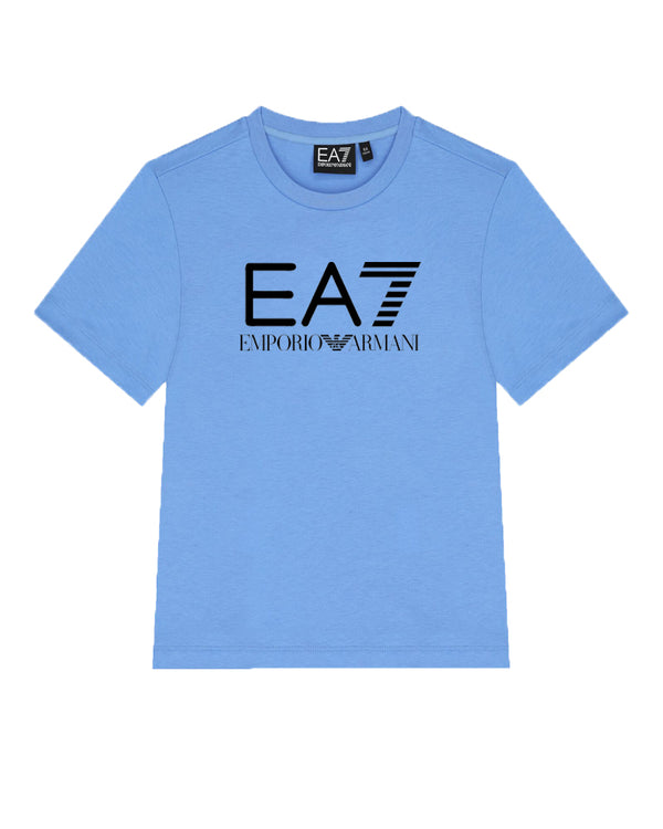 EA7 Emporio Armani Kids Boys Blue Cotton T-Shirt