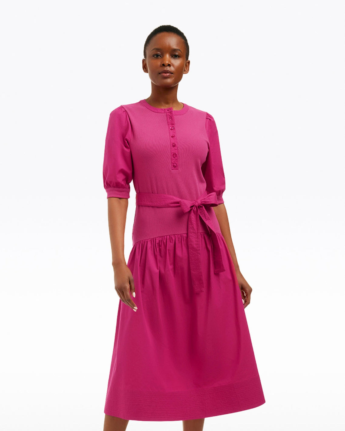 Celeste Mixed Media Dress in Raspberry Pink – Draper James