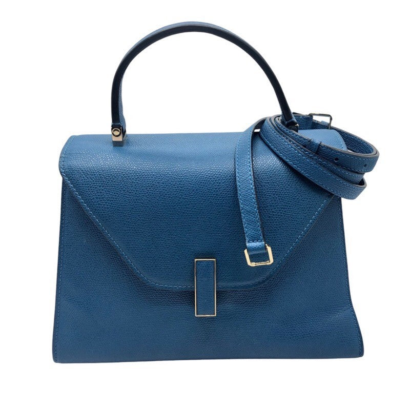 ヴァレクストラ VALEXTRA ミディアム イジィデ ブルー×GD金具 カーフ