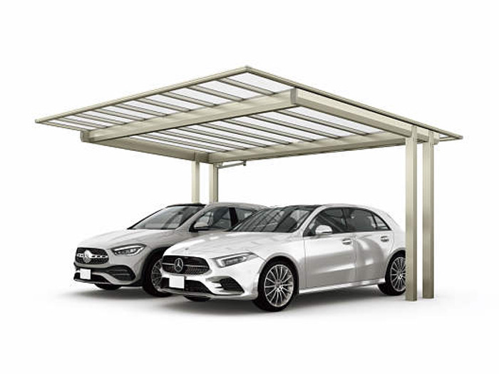 正規】YKKAPエフルージュFIRST EX2台用 カーポートを値引55%工事販売