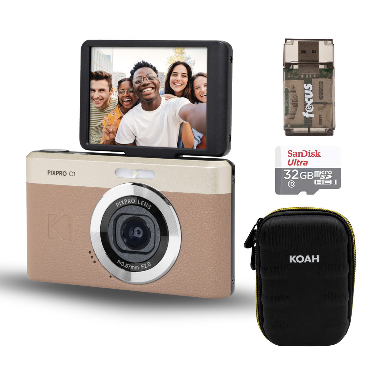 KODAK PIXPRO C1 Friendly Zoom 13MP 1080p Digital Camera (Brown