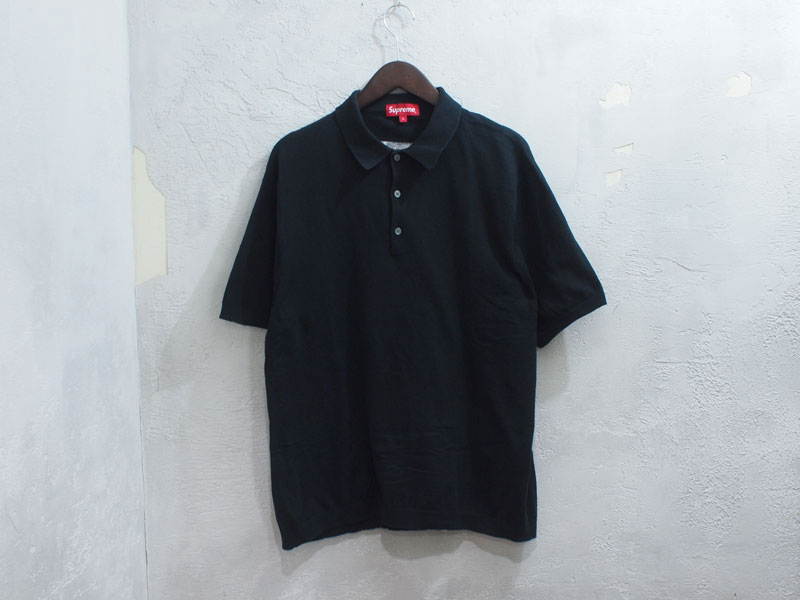 Supreme 'Knit Polo'ニットポロ ポロシャツ Sweater 黒 ブラック L