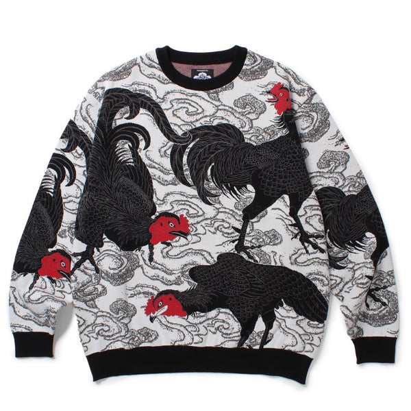 GAKKIN × BUDSPOOL 渦軍鶏 COTTON KNIT JACQUARD SWEATER WHITE – GXX