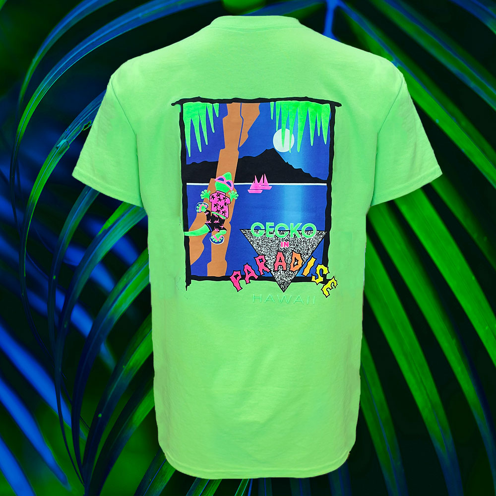 1988 Gecko In Paradise - Neon Green Limited Edition Tee | Gecko Hawaii