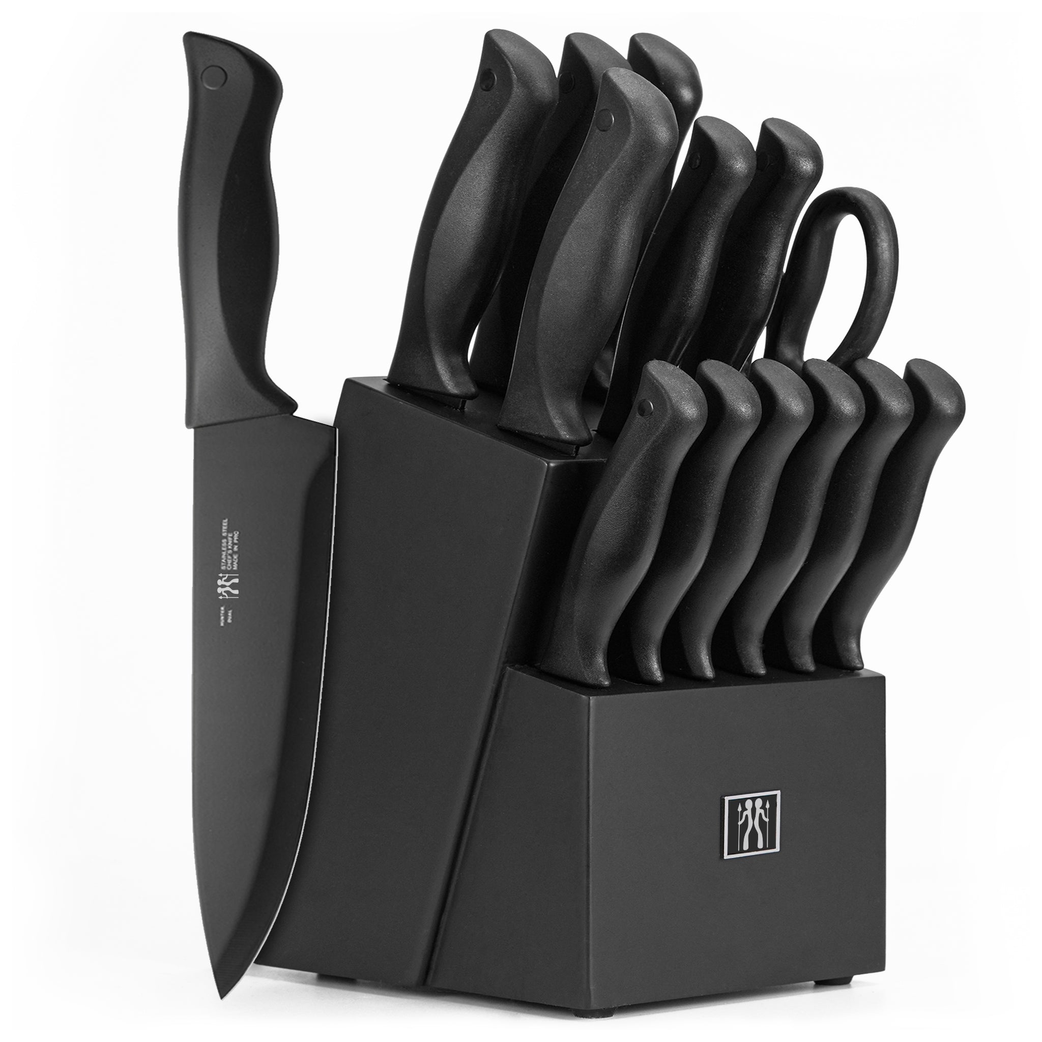 HUNTER.DUAL 15 Pcs Kitchen Knife Set with Block Self Sharpening
