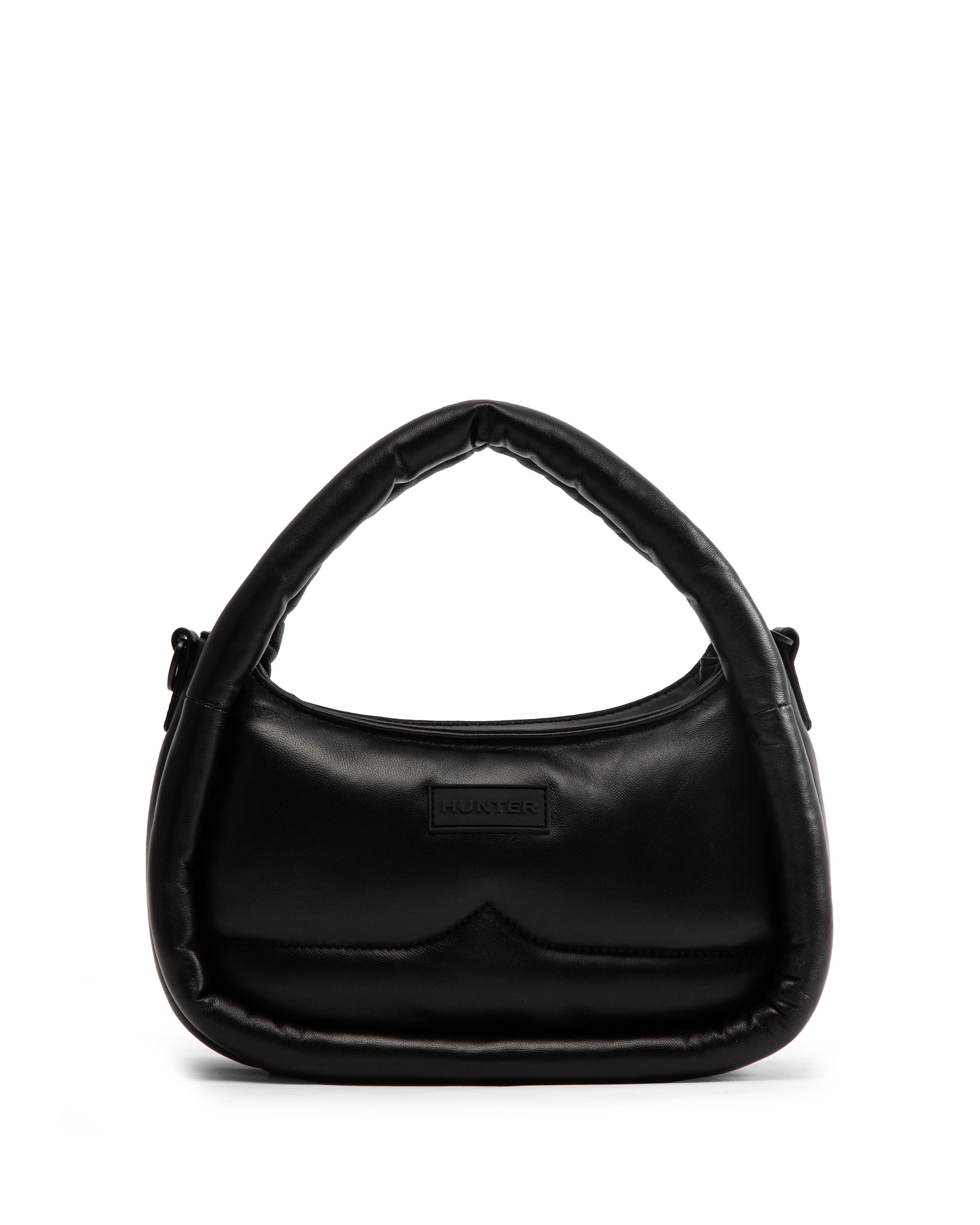 レザー フレームド ミディ ホーボー クロスボディ - ブラック