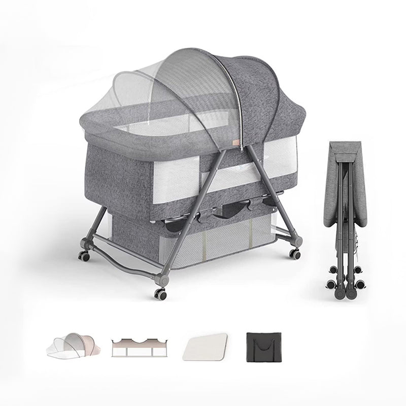 HZDMJベビーベッド 睡眠 折りたたみ式 ハイ＆ローベッド 高さ調節可能