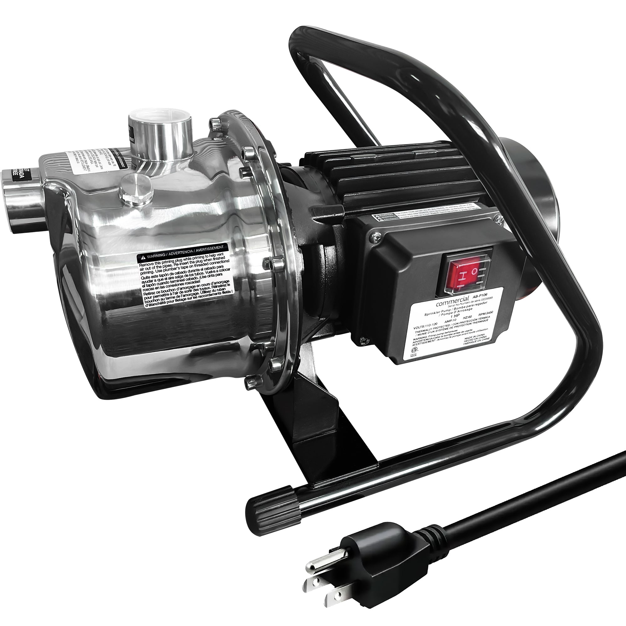浅井戸ポンプ 水移送ポンプ1HP 自吸式 18GPM 1200GPH 電動ウォーター