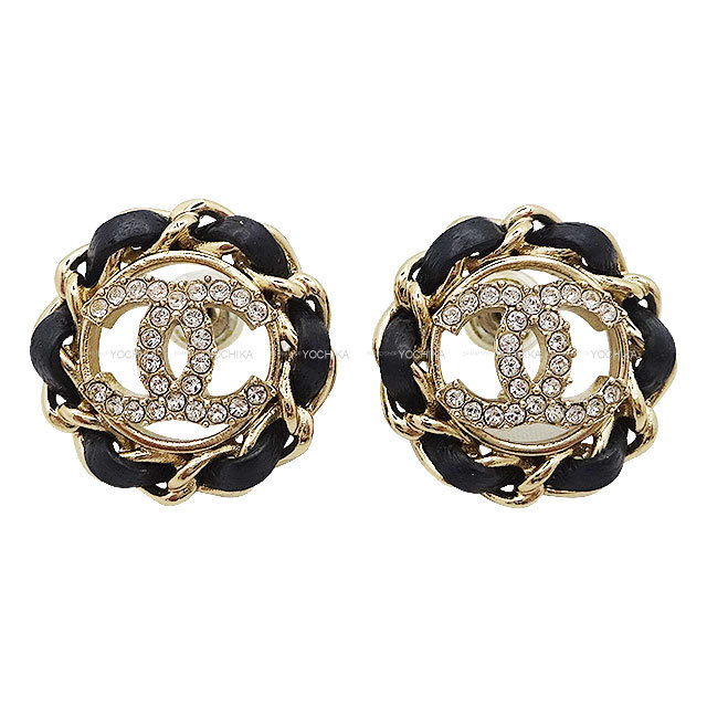 2024年 CHANEL シャネル ピアス ココマーク チェーントリミング 黒