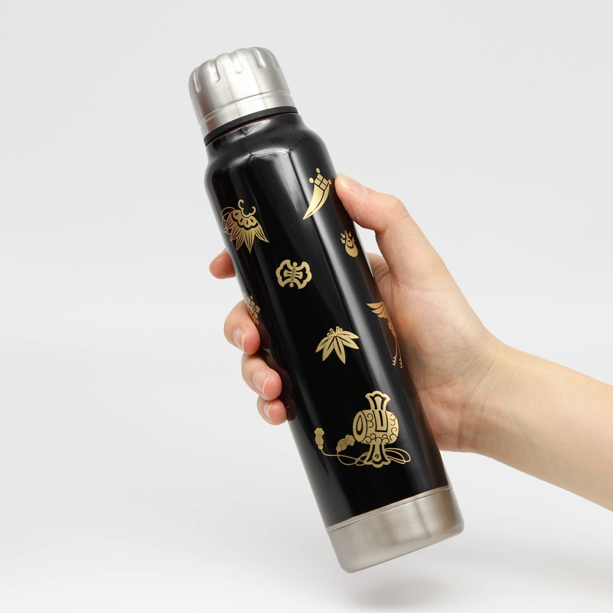 越前塗り マグボトル | うるしアンブレラボトル | 宝尽くし | 黒 | 土