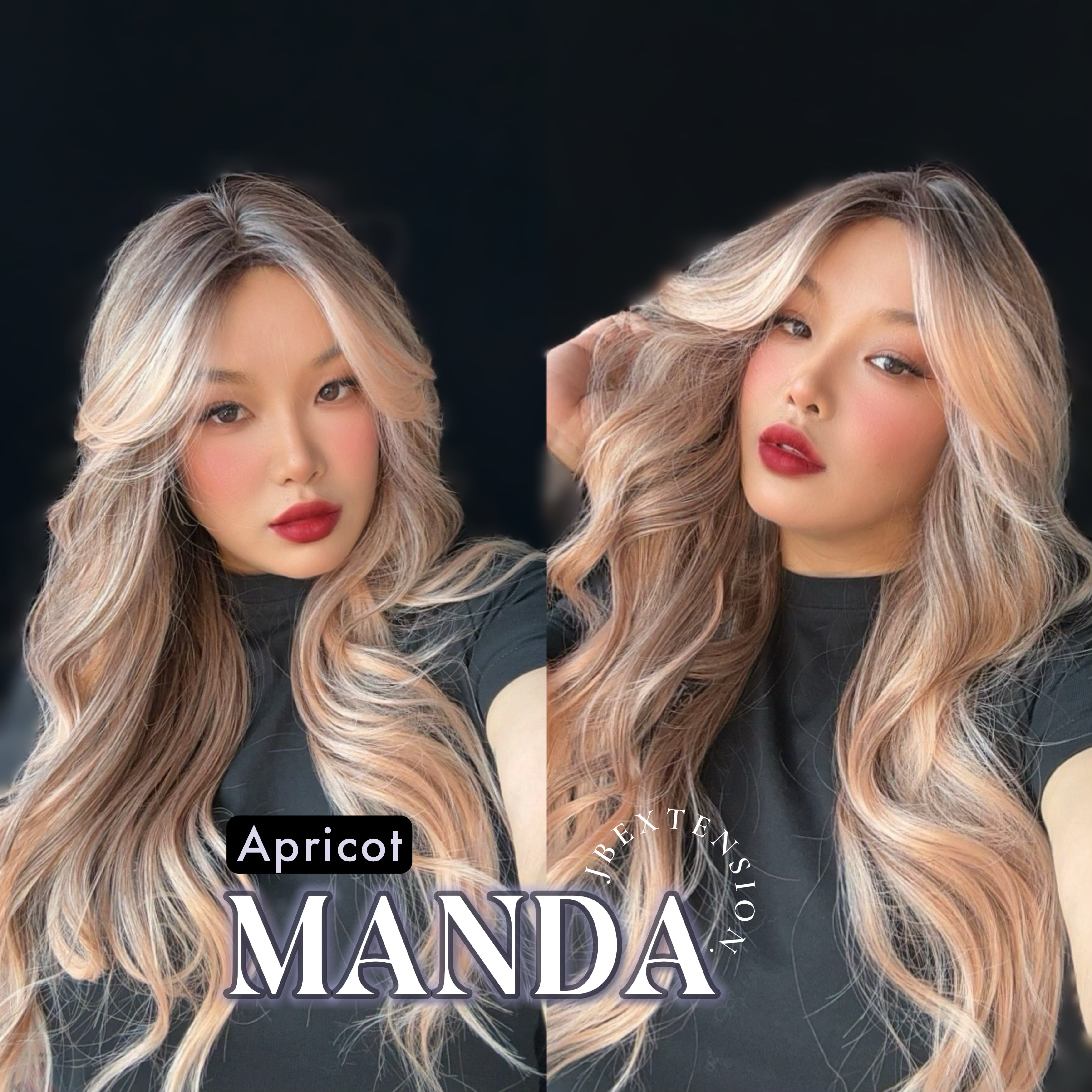 JBEXTENSION 26 Inches Long Apricot Body Wave With Bangs MANDA