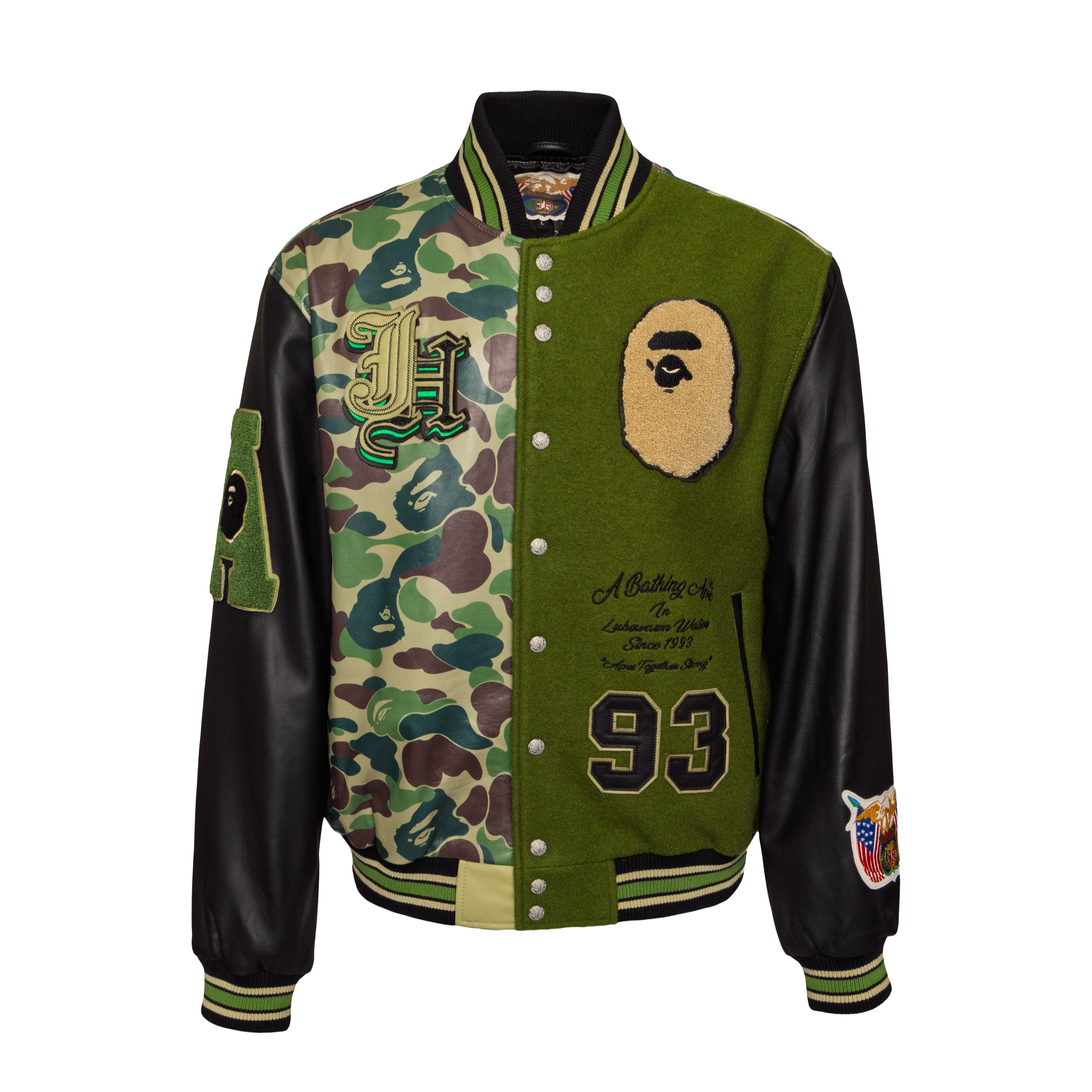 Jeff Hamilton x BAPE Wool & Leather Varsity Jacket