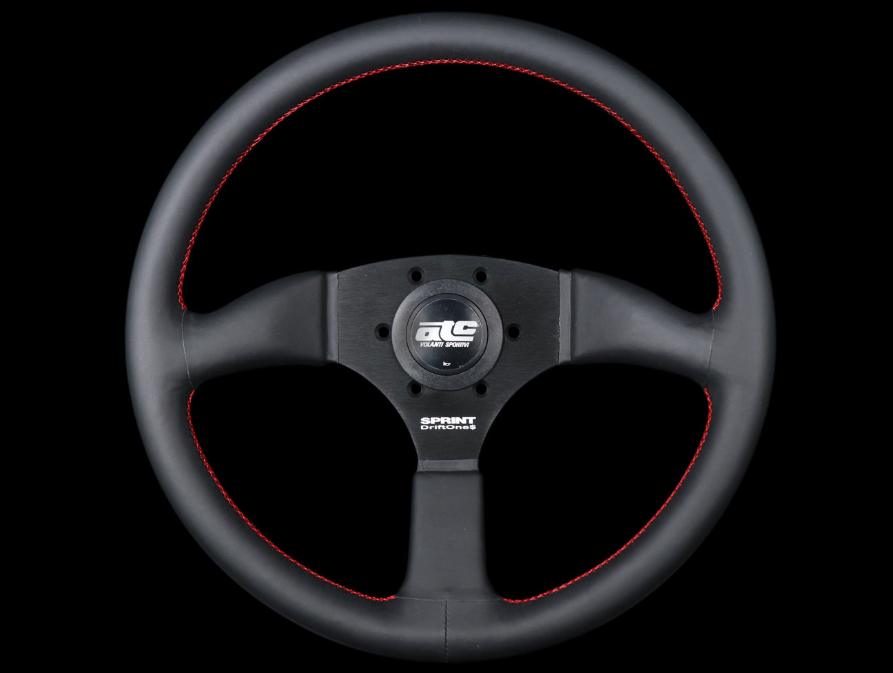 ATC Sprint Black Driftone Steering Wheel - Red Stitch - JHPUSA
