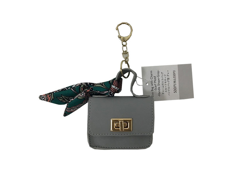 チャーム付エコバッグ（スカーフモチーフ、ハンドルバッグ型、GY