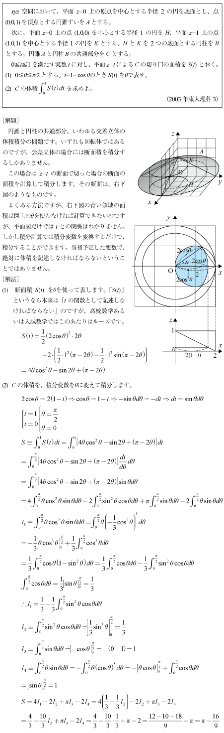 2003年東大理科3|京極一樹の数学塾