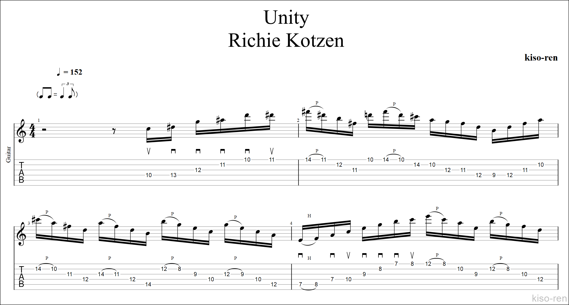 TAB】Unity / Richie Kotzen Slow Guitar Fusion Lick Practice