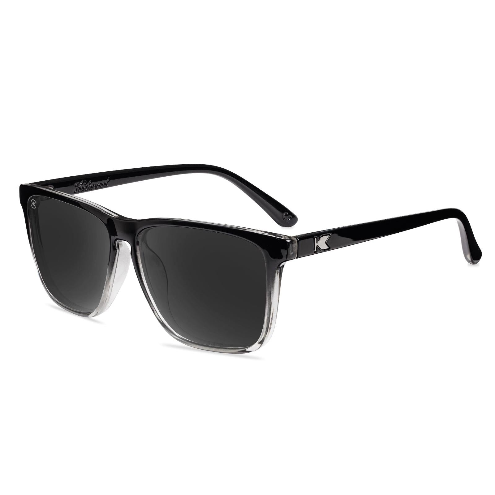 Trendy Square Black Clear Fade Polarized Sunglasses with Black