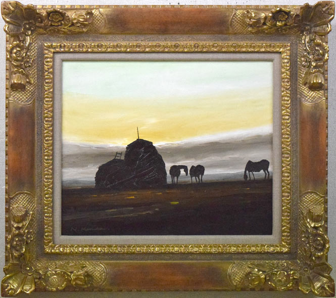 神田日勝「風景」油絵・F8号 絵画買取・販売の小竹美術