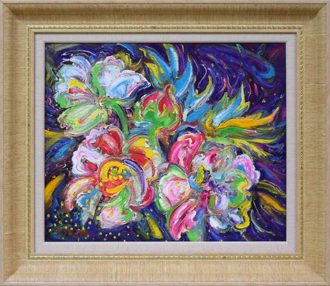 鈴木康雄「牡丹」油絵・F8号 絵画買取・販売の小竹美術