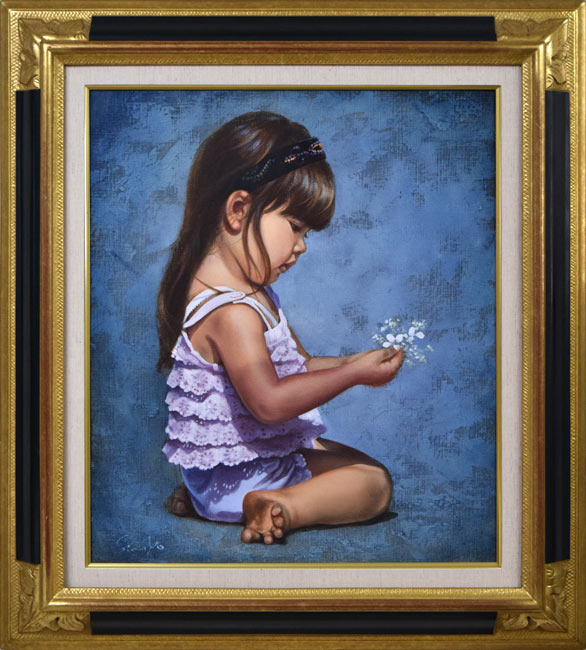 油絵 絵 絵画 インテリア F4-040314 人物 可愛い子供たち 雨上がり