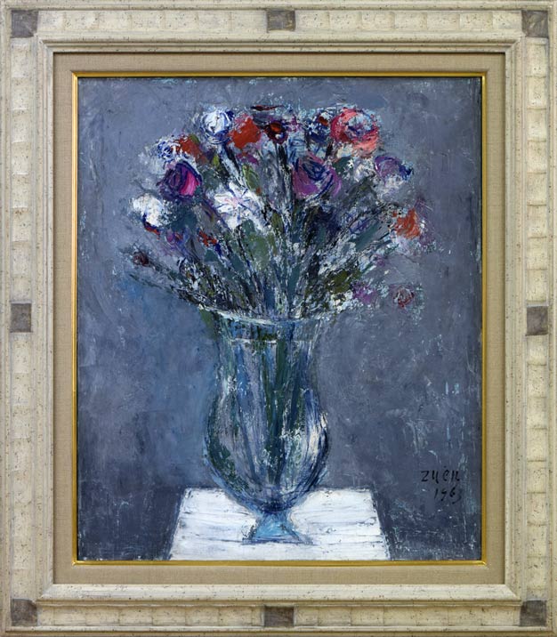 蛯子善悦「花」油絵・F8号 絵画買取・販売の小竹美術