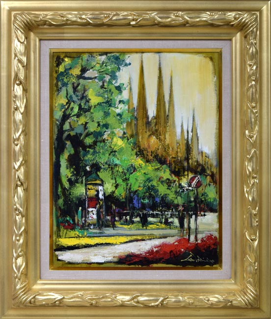 真作 ロジェ ボナフェ 農家の松と離れた納屋 4F 油彩画 真作 ロジェ