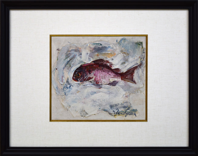 上野山清貢「鯛」油絵・色紙 絵画買取・販売の小竹美術