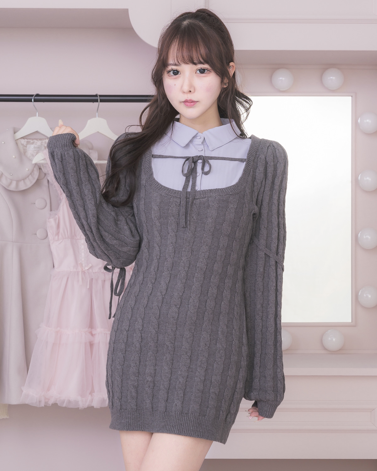 レイヤードケーブルニットワンピ – pium